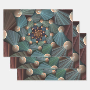 Feuille De Papier Cadeau Art Fractal Abstrait Avec Profondeur Bleu Brown Ar