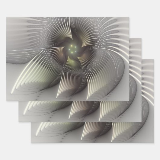 Feuille De Papier Cadeau Art fractal Abstrait moderne en 3D (Lot)