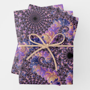 Feuille De Papier Cadeau Art fractal couleur ton joyau tripant groovy bohèm