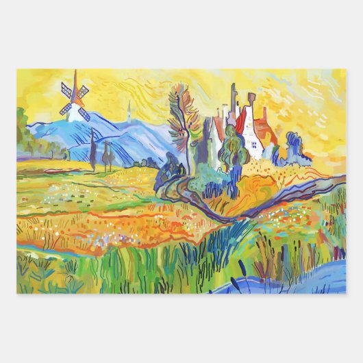 Feuille De Papier Cadeau Art Impressionniste Moderne Été Provence Paysage (Devant)