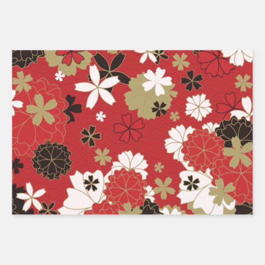 Feuille De Papier Cadeau Art japonais Sakura Motif traditionnel (Devant 3)