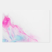 Feuille De Papier Cadeau Art marbré bleu, rose et blanc Abstrait (Devant 2)