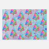 Feuille De Papier Cadeau Art moderne bleu de Noël et rose (Devant 3)