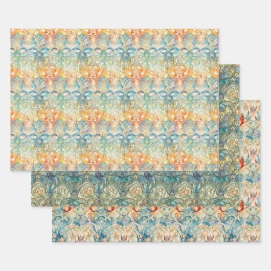 FEUILLE DE PAPIER CADEAU ART NOUVEAU DÉCOUPAGE LIVRE DÉCORATIF (Lot)