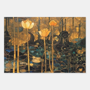 Feuille De Papier Cadeau Art Nouveau Floral Vintage