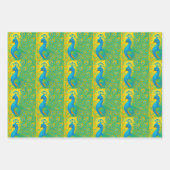 Feuille De Papier Cadeau Art Nouveau Peacock Jaune Damas motif (Devant)