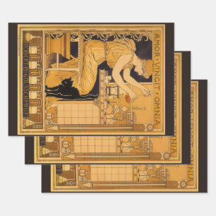 Feuille De Papier Cadeau Art Nouveau vintage, L'amour conquiert tout Scient