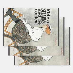 Feuille De Papier Cadeau Art Nouveau vintage, Roulez sur des vélos Sterns