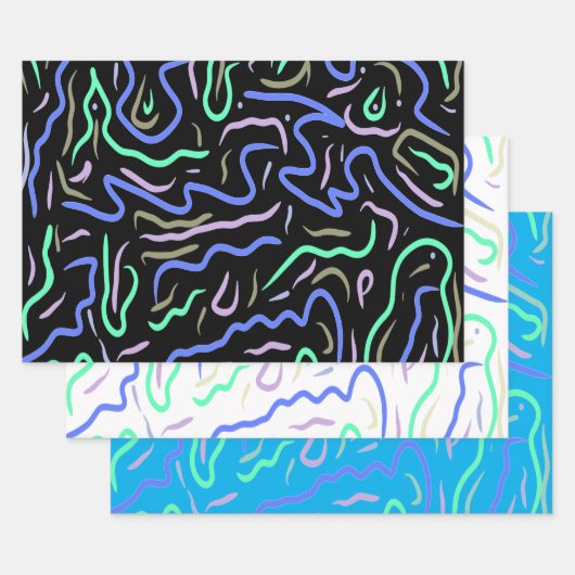 Feuille De Papier Cadeau Art numérique Abstrait funky (Lot)