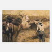 Feuille De Papier Cadeau Art occidental "Roping Palomino" par Maynard Dixon (Devant)