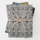 Feuille De Papier Cadeau Art orangé et gris et doodé (En situation)