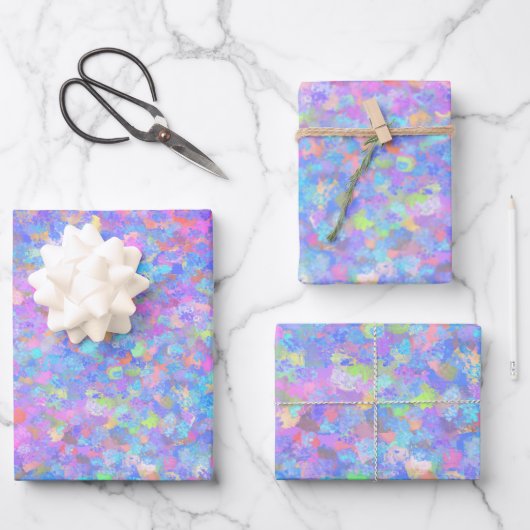Feuille De Papier Cadeau Art point multicolore (Recto)
