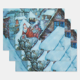 Feuille De Papier Cadeau Arthur Rackham illustration de la veille de Noël