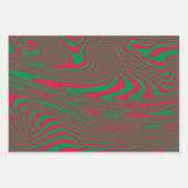 Feuille De Papier Cadeau Artiste Op-Art Rouge Vert Noël Grandes Motif (Devant)