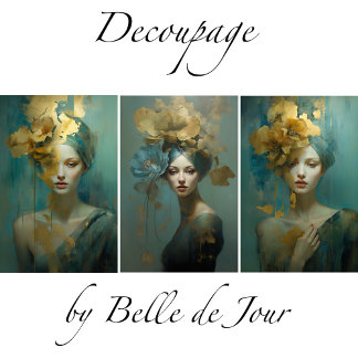 Feuille De Papier Cadeau Artistic women's portraits, gold accents, flowers