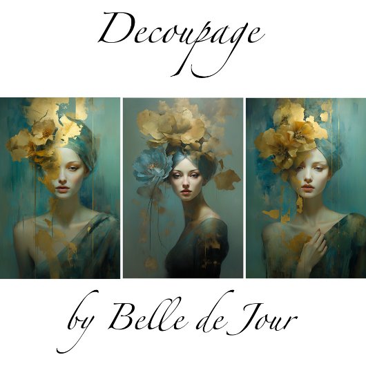 Feuille De Papier Cadeau Artistic women's portraits, gold accents, flowers