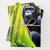 Feuille De Papier Cadeau Artsy Abstrait Jungle Gorilla (En situation)
