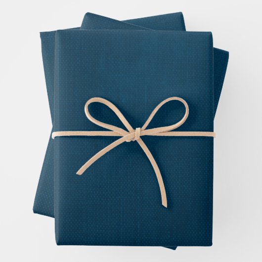 Feuille De Papier Cadeau Aspect en tissu bleu foncé (En situation)