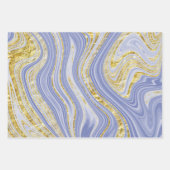 Feuille De Papier Cadeau Aspect Marbre Bleu Clair et Or (Devant 2)
