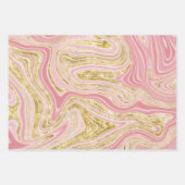 Feuille De Papier Cadeau Aspect marbre rose et or (Devant 3)