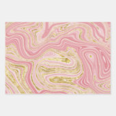 Feuille De Papier Cadeau Aspect marbre rose et or (Devant)