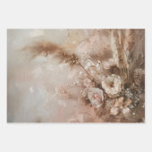 Feuille De Papier Cadeau Assez Chic Beige Rose Bohème Floral (Devant 3)