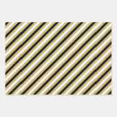 Feuille De Papier Cadeau Assortiment Black White Gold Stripes (Devant 2)