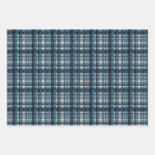 Feuille De Papier Cadeau Assortiment carreaux bleus d'hiver (Devant)