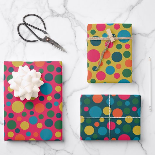 Feuille De Papier Cadeau assortiment de points polka brillant neutre genre (Recto)