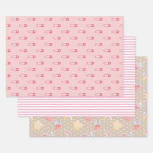 Feuille De Papier Cadeau Assortiment pour Baby Shower Rose