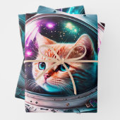 Feuille De Papier Cadeau Astronaut de chat spatial drôle Kitty Galaxy Unive (En situation)