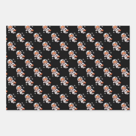 Feuille De Papier Cadeau Astronaute de l'espace Red Panda (Devant 3)