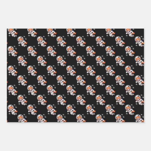 Feuille De Papier Cadeau Astronaute de l'espace Red Panda (Devant 2)