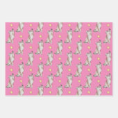 Feuille De Papier Cadeau Atteinte de chats pour papillon jaune sur rose (Devant 2)