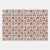 Feuille De Papier Cadeau Aucun Pékin Illustré Gnome Noël Fête (Devant)