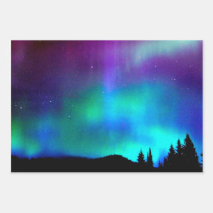 Feuille De Papier Cadeau Aurora borealis