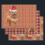 Feuille De Papier Cadeau Australian Terrier Christmas Dog Red Plaid<br><div class="desc">Un adorable chien australien Terrier est prêt pour la saison de vacances avec casquette de vacances. Ce mignon chien de Noël est jumelé à un plaid de vacances rouge et or sur cet ensemble d'enveloppement cadeau pour l'amoureux des chiens.</div>