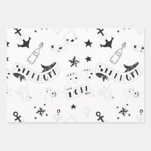 Feuille De Papier Cadeau Autocollants Tattoo Flash Hope