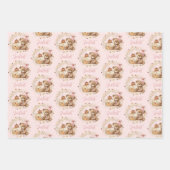 Feuille De Papier Cadeau Automne Anniversaire fille mignonne ours Fleur sau (Devant)