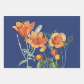 Feuille De Papier Cadeau Automne Aquarelle d'automne Orange Floral Bleu (Devant 3)