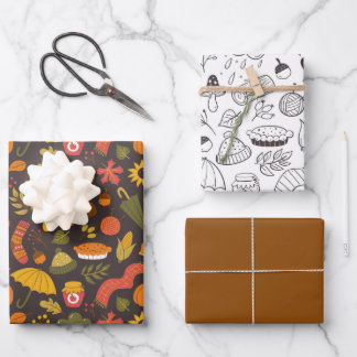 Feuille De Papier Cadeau Automne automne mignon Doodle