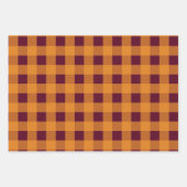 Feuille De Papier Cadeau Automne Automne Orange Burgundy Plaid Motif (Devant 3)