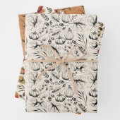 Feuille De Papier Cadeau Automne Brûlé Orange et Crème Moisson Automne (En situation)