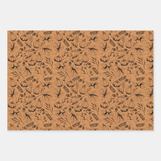 Feuille De Papier Cadeau Automne Brûlé Orange et Crème Moisson Automne