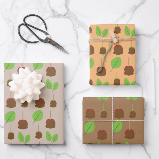 Feuille De Papier Cadeau Automne Candy Pommes verdure (Recto)