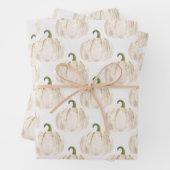 Feuille De Papier Cadeau Automne Citrouille blanche (En situation)