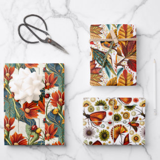 Feuille De Papier Cadeau Automne Floral