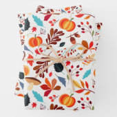 Feuille De Papier Cadeau Automne Foliage Citrouille Halloween Thème (En situation)