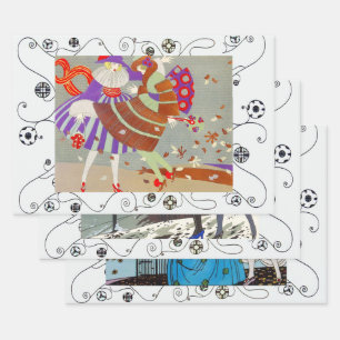 Feuille De Papier Cadeau Automne, Hiver Printemps Art Déco Femme Beauté Mod