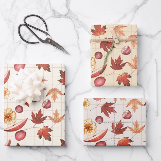 Feuille De Papier Cadeau Automne Rustique (Recto)